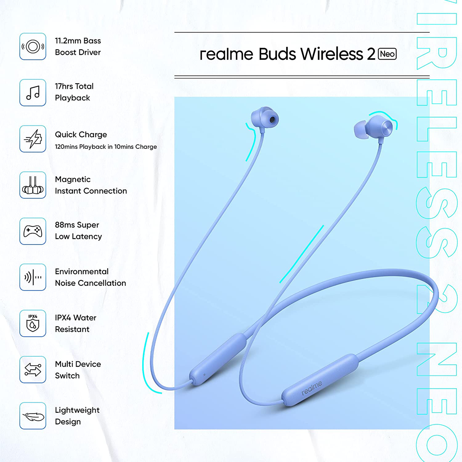 Realme discount neckband specifications